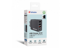 Verbatim Síťový adaptér 30W, 4 porty, 1x USB-C, 3x USB-A