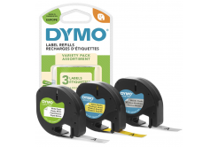 Dymo 91241, S0721800, 12mm x 4m, fekete nyomtatás/fehér, sárga, ezüst alapon 3db, eredeti szalag