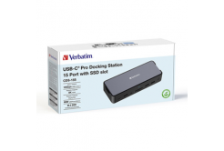 Dokovací stanice Verbatim, USB-C Pro, 15-port, 2x HDMI, RJ45, microSD, USB-A 3.1, USB-C 3.1, šedá